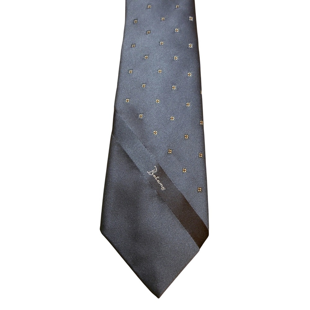Vintage Botany 500 Mens Necktie Blue Grey Geometric Silk Blend Classic Tie
